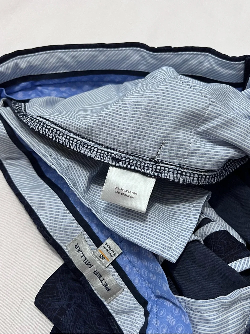 Peter Millar Crown Sport Navy Tropical Palm Print Golf Shorts 9” 35